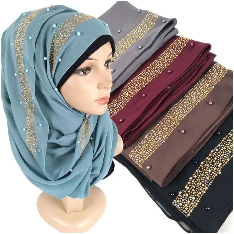  chiffon ethnic hijab  diamond scarf 